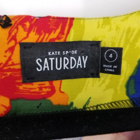 Kate Spade Saturday Color Splash Mini Sheath Dress 4 Cotton Abstract Art to Wear - Picture 3 of 9